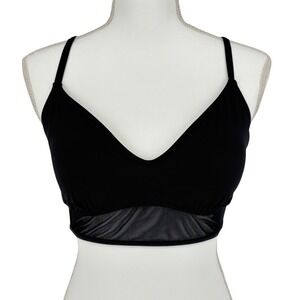Shade Shore Bikini Top Black Mesh Inset Strappy Tie Back Swim Top Size L